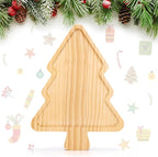 Christmas Tree Shaped Wooden Serving Tray - 12" Charcuterie Board for Cheese, Snacks, Appetizers & Desserts - Holiday Platter with Handles, Christmas Decorative Tray (12 x 8.7 x 0.6 Inches)