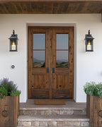 FEMILA Outdoor Wall Sconce, 14.9" Matte Black Seeded Glass Outdoor Sconce Lights, Front Porch Light Fixtures Wall Mount, Garage Lights for Patio, Entryway, Garden, E26 Base, 4FD54B BK