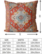 Snycler Boho Throw Pillow Covers 18x18 inch Set of 2 Boho Rug Carpet Double Sided Pattern Cotton Soft Pillow Case Cushion Cover Pillowcase for Couch Sofa Bed Decorative (Orange)