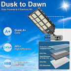 Solar Street Light 8000W, Solar Street Lights Outdoor Waterproof, 240000LM 8000K Solar Powered Street Light Dusk to Dawn with Motion Sensor, LED Wide Angle Lamp