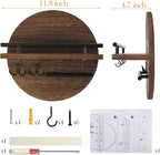 Key Holder for Wall with Shelf - Wood Mail Organizer and Rack with Shelf Hooks Wall Mounted for Entryway Decor Magazines Letter Storage Farmhouse Living Room Bedroom Doorway (Rustic Brown)