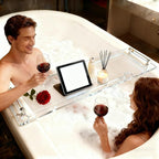 Premium Non-Slip Acrylic Bathtub Tray | Universal Spa Caddy for Tablets, Books & Wine | Fits Most Standard Tubs, Bath Essentials Holder 34”