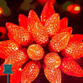 Brightown C9 LED Christmas String Lights, 33ft 50 LED Waterproof Strawberry String Lights, Extendable Green Wire Lights String for Outdoor Indoor Patio Party Decoration, Red