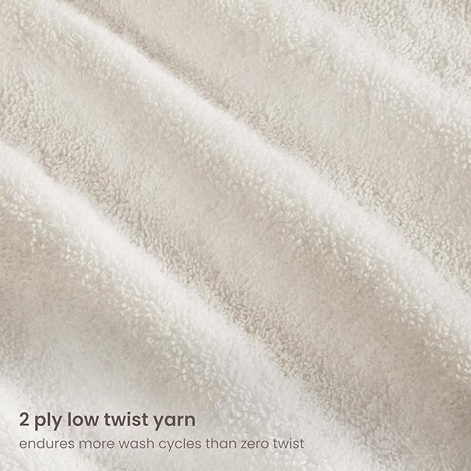 BIOWEAVES 100% Organic Cotton 700 GSM Plush Washcloths 13" x 13" GOTS Certified - Ivory, Pack of 12