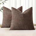 MIULEE Pack of 2 Decorative Throw Pillow Covers Soft Chenille Euro Sham Throw Pillows Solid Textured Cushion Covers for Bed Couch Sofa Bedroom Living Room 26x26 Inch, Chocolate