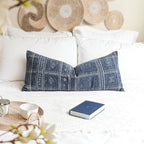 BlissBlush Dark Blue Boho Lumbar Throw Pillow Cover 14X36, Decorative Long Accent Body Pillow for Bed, Farmhouse Woven Textured Pillowcase for Couch (Cover ONLY)