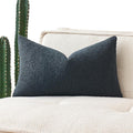MIULEE Textured Boucle Throw Pillow Cover Navy Blue Accent Solid Lumbar Pillow Case Decorative Soft Pack of 1 Couch Cushion Chair Sofa Bedroom Livingroom Home Decor,12x20 Inch