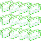 Weewooday 12 Pieces Clear Makeup Bags Cosmetic Storage Bags PVC Zipper Pouches Travel Waterproof Makeup Plastic Case for Women Organizing Toiletries Traveling Bathroom(Medium,Green)
