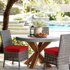 idee-home Outdoor Chair Cushions Set of 4, Thick 17" x 17" x 3" Patio Chair Cushions for Outdoor Furniture Waterproof with Ties, Seat Cushion, Patio Chair Pads Dining Chair Red