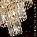 Modern Gold Crystal Chandelier 15 Lights 24" Round Light Fixture Luxury 5-Tier K9 Crystals Chandelier Contemporary Pendant Lighting for Dinning Room Living Room Foyer Kitchen
