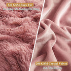 XeGe Faux Fur Dusty Pink Pillow Cases, Plush Shaggy Ultra Soft Fluffy Crystal Velvet Decorative Bed Pillowcases, Furry Fuzzy Pillow Shams with Zipper Closure, Set of 2 (King, Dusty Pink)
