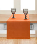 Solino Home Linen Pumpkin Table Runner 48 Inches - 100% Pure Linen Farmhouse Short Table Runner 14 x 48 Inch Ideal for Dresser and Coffee Tables - Fete - Fall, Autumn, Halloween, Thanksgiving, Holiday