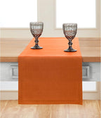Solino Home Linen Pumpkin Table Runner 48 Inches - 100% Pure Linen Farmhouse Short Table Runner 14 x 48 Inch Ideal for Dresser and Coffee Tables - Fete - Fall, Autumn, Halloween, Thanksgiving, Holiday