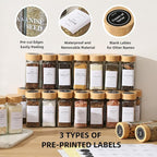 4 oz Glass Spice Jars with Bamboo Lids, Clear Empty Jars with Labels Stickers, Collapsible Funnel, Seasoning Storage Bottles for Spice Racks (24 Pack)