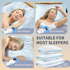 QUTOOL Double Sided Cooling Pillow for Hot Sleepers, Shredded Memory Foam Pillows Standard Size Set of 2, Adjustable Soft & Firm Gel Bed Pillow for Side, Back, Stomach Sleepers