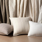 Foindtower Set of 2 Decorative Cotton Waffle Weave Throw Pillow Covers Euro Shams Cushion Covers Accent European Pillowcase for Bed Couch Sofa Bedroom Living Room Home Decor 24×24 Inch Natural Beige