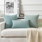 Kevin Textile Throw Pillow Covers Soft Corduroy Decorative Set of 2 Boho Striped Pillow Covers Pillowcases Farmhouse Home Decor for Couch Bed Sofa Living Room 24x24 Inch Dusty Green