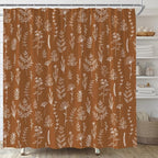 Burnt Orange Botanical Shower Curtain Vintage Herbs Floral Farmhouse Cute Boho Leaves Plant Retro Flowers Bathroom Curtain Set with Hooks(36" WX70 H)
