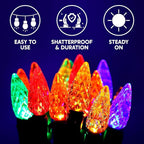 Joiedomi C6 LED Christmas String Lights,140(2 x 70) Count Strawberry Christmas Trees Lights, 45.2FT Connectable Multicolor for Indoor Outdoor Holiday Party Decor,Green Wire