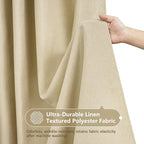 72 x 84 Inch Extra Long Shower Curtain Faux Linen Textured, Heavyweight Beige Fabric Shower Curtain Water-Resistant, Modern Farmhouse Cream Tall Bathroom Shower Curtains Washable