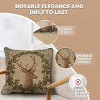 Charlotte Home Furnishings Decorative Pillow Covers for Couch 19x19 in, Tapestry Throw Pillow Cover for Living Room Bed Decor, Stag French Country Sofa Cushion Cases, Soft Cotton Jacquard Woven