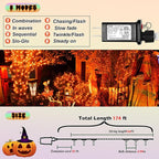 ILLUMINEW Orange String Lights Outdoor Halloween Decorations, 8 Modes 500 Led 174Ft Fairy Thanksgiving Day Lights Plug in for Bedroom Tree Outsides Decor (Orange, 500Led)