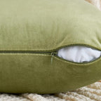 EMEMA Pack of 2 Velvet Pillow Covers Decorative Square Pillowcase Soft Solid Cushion Case for Sofa Bedroom Car 18x18 Inch Sage Green