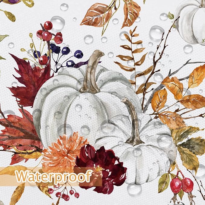 Fall Boho Shower Curtain Set, Rustic Autumn Harvest Pumpkins Leaves Yellow Gold Floral Shower Curtains, Farmhouse Fall Thanksgiving Harvest Shower Curtain for Bathroom, 72"X72" with Hooks Fabric
