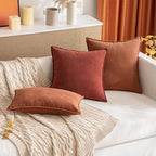 MIULEE Fall Pack of 2 Burnt Orange Decorative Lumbar Pillow Covers 12x20 Inch Chenille Luxurious Couch Throw Pillows Farmhouse Cushion Covers with Elegant Design for Sofa Bed Living Room Home Decor