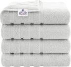 American Soft Linen Luxury 4 Piece Bath Towel Set, 600 GSM 100% Cotton Turkish Bath Towels for Bathroom, 27x54 in Large Bathroom Shower Towels, Silver Grey