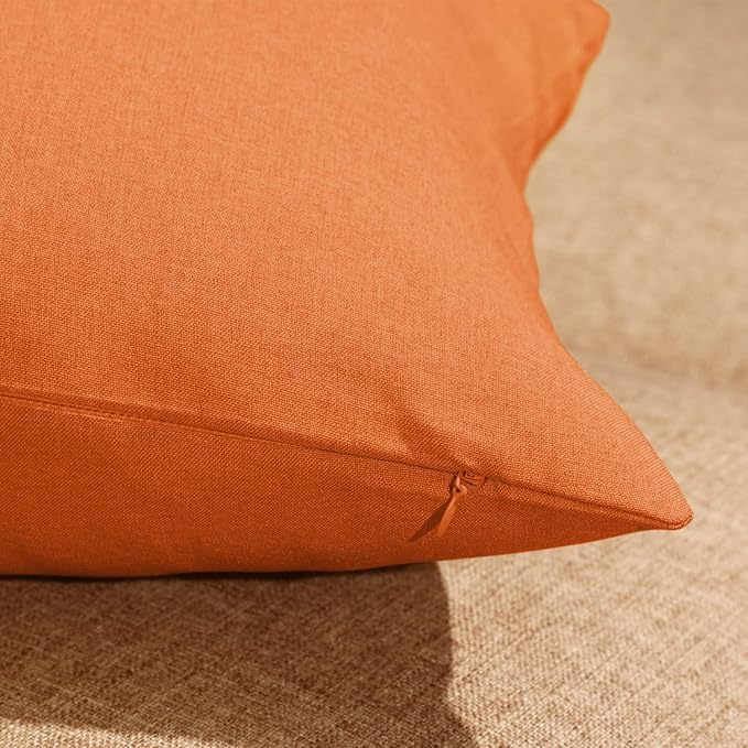 Boao 4 Pack Christmas Decorative Outdoor Waterproof Throw Pillow Covers Square Patio Balcony Garden Waterproof Cushion Case PU Coating Pillow Shell for Couch Bed Patio Sofa, 18 x 18 Inch(Orange)