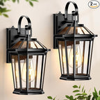 VIANIS Dusk to Dawn Outdoor Wall Lighting, Exterior Light Fixture Wall Mount for House Front Porch Light, Black Anti-Rust Aluminium Modern Outside Coach Lantern with Tempered Glass Shade for Garage