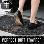 Yimobra Outdoor Mats for Front Door 29.5x17, All-Season Waterproof Doormat Outdoor Entrance, Heavy Duty Non-Slip Outside Door Mat for Garage Patio Proch Entryway Indoor, Black Grey
