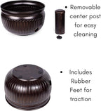 BIRDROCK HOME Water Hose Holder - Decorative Metal Pot, Indoor or Outdoor, Garden Storage Organizer, Patio Portable Bucket - Distressed Bronze, Holds up to 100ft Hoses, Medium No Lid