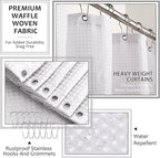 8-Piece White Bathroom Set - Resin Bathroom Accessories Sets Complete with Shower Curtain and Rugs, Soap Dispenser, Toothbrush Holder, Cup, Tray & Cotton Swab Jars