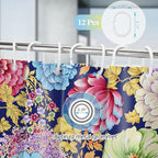 Aimego Long Floral Shower Curtain - Boho Spring Colorful Bright Blossom Bohemian Flowers Fabric Cloth Bath Shower Curtain Set with 12 Hooks Bathroom Decor Bathtub Curtain, 72"x78"