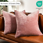 PHF Truly Velvet Throw Pillow Covers, 24"x24", No Insert, 2 Pack Color Gradient Cushion Covers, Ultra Soft Cozy Square Covers Shell for Home Decorative, No Shedding, No Pilling, Pink