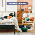 Knot Pillow Ball, Soft Decorative Throw Pillows Cushion, 11 Inch Round Plush Knotted Pillows Navy Blue Pillow, Modern Home Throw Knot Decorative Cushion for Bedroom, Sofa, Couch