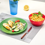 KX-WARE Plastic Plates Set of 12 - Unbreakable and Reusable 9.875 inches Dinner Plates, Multicolor | Dishwasher Safe, BPA Free