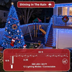 300 LED Outdoor Christmas Lights 75ft, 12 Lighting Modes Indoor String Lights Dimmable & Timer Memory, Outsite Waterproof Tree Lights for Xmas Room Garden Wedding Party Holiday Decorations Blue