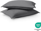 Bare Home Queen Pillow Sham Covers - Set of 2 - Premium 1800 Ultra-Soft Microfiber - Double Brushed - Pillows Not Included (Set of 2, Grey)