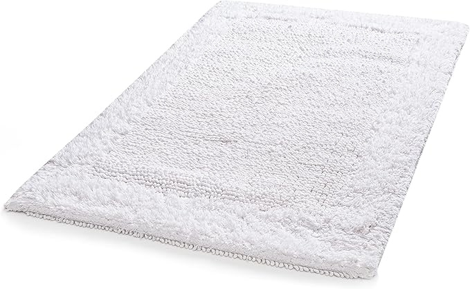 Savi Home Bath Mat Rug 17"x24" White, 100% Pure Cotton, Super Soft Bath Rugs, Plush & Absorbent, Hand Tufted Heavy Weight Construction, Full Reversible Step Out Rugs