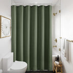 66 Inch Dark Olive Green Shower Curtain Boho Luxury Aesthetic Decorative Linen Curtains for Hotel Bathroom Water Repellent Fabric Drapes with Hooks Sets 72x66 Inches Long Shabby Chic Shower Curtain