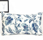 Decorative Throw Pillow Covers Set of 2 Blue Leaves Pillow Covers 12x20 inch Super Soft Short Plush Square Floral Throw Pillows,Farmhouse Outdoor Pillow Covers for Couch Bed Living Room