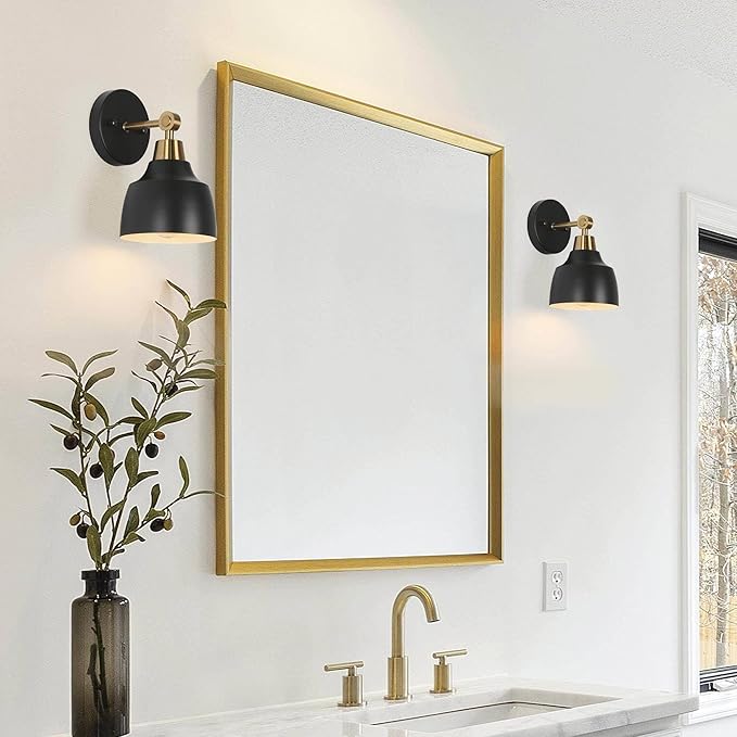 KSANA Sconces Wall Lighting, 1-Light Black and Gold Wall Sconce Light, Modern Metal Bedroom Bathroom Wall Sconces Indoor