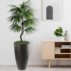 2 Packs 21 inch Tall Planter, Indoor Outdoor Round Planter for Porch, Large Plant Pot with Drainage Hole for Home Garden Front Door, Modern Decorative Pots for Plants (Dark Brown)
