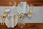 Solino Home Linen Oyster Grey Table Runner 36 Inches - Milan Hemstitch, 100% Pure Linen Coffee Table Runner 14 x 36 Inch Ideal for Dresser Tables - Fall, Halloween, Thanksgiving, Christmas, Holiday