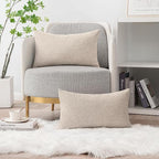MIULEE Pack of 2 Couch Throw Pillow Covers 12x20 Inch Soft Light Brown Chenille Pillow Covers for Sofa Living Room Solid Dyed Pillow Cases