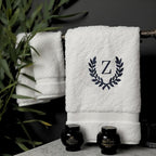 Decorative and Monogrammed Hand Towels for Bathroom Kitchen Makeup | Personalized Gift for Wedding-Bridal | Roman Font Custom Luxury Turkish Towel | Spa Collection, Oversized, 16 X 30 Inch, Set of 2