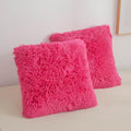 XeGe Faux Fur Throw Pillow Covers, Luxury Fluffy Plush Hot Pink Pillow Shams, Shaggy Furry Decorative Pillow Fuzzy Cushion Cover for Sofa Bed Couch, Zipper Closure, Pack of 2(18''x18'', Hot Pink)